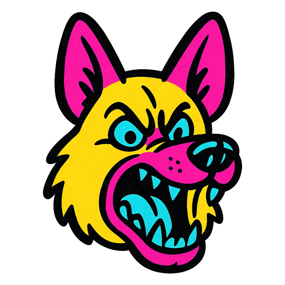 Angry German shepherd head with open mouth sticker