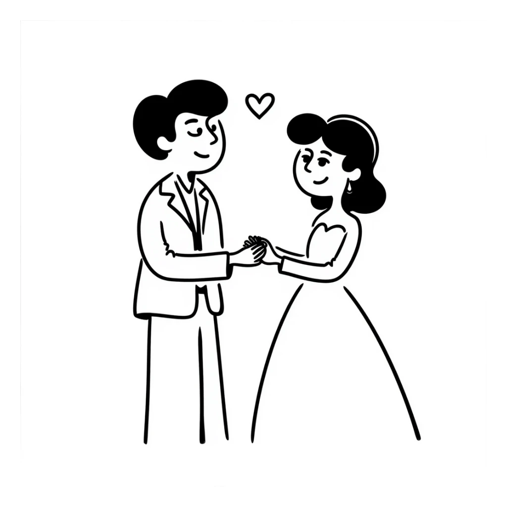 husband and wife together, wedding rings sticker