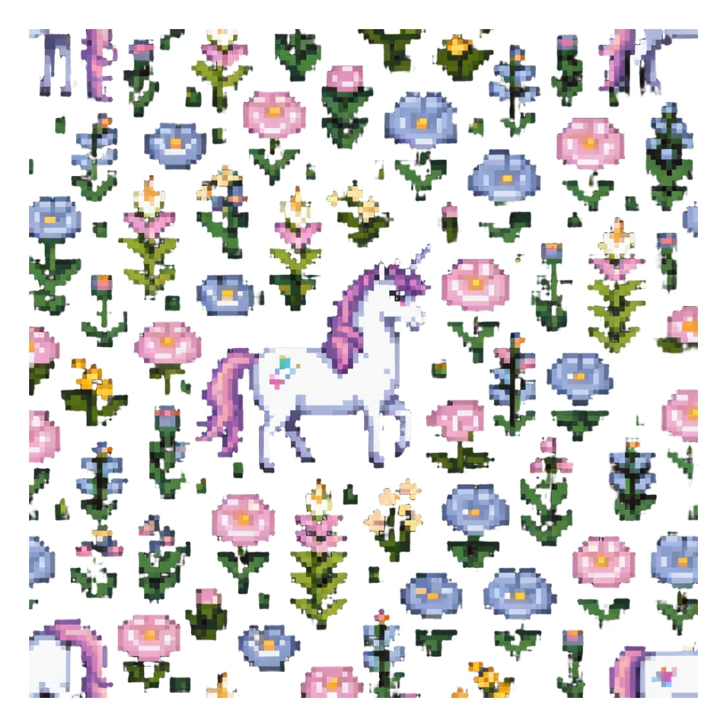 unicorn in a field of flowers sticker