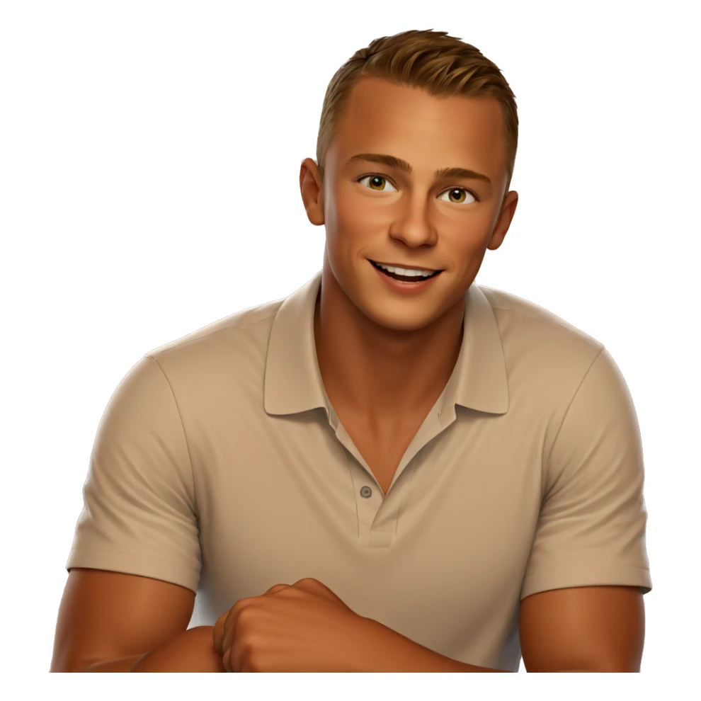 smiling boy in white shirt sticker