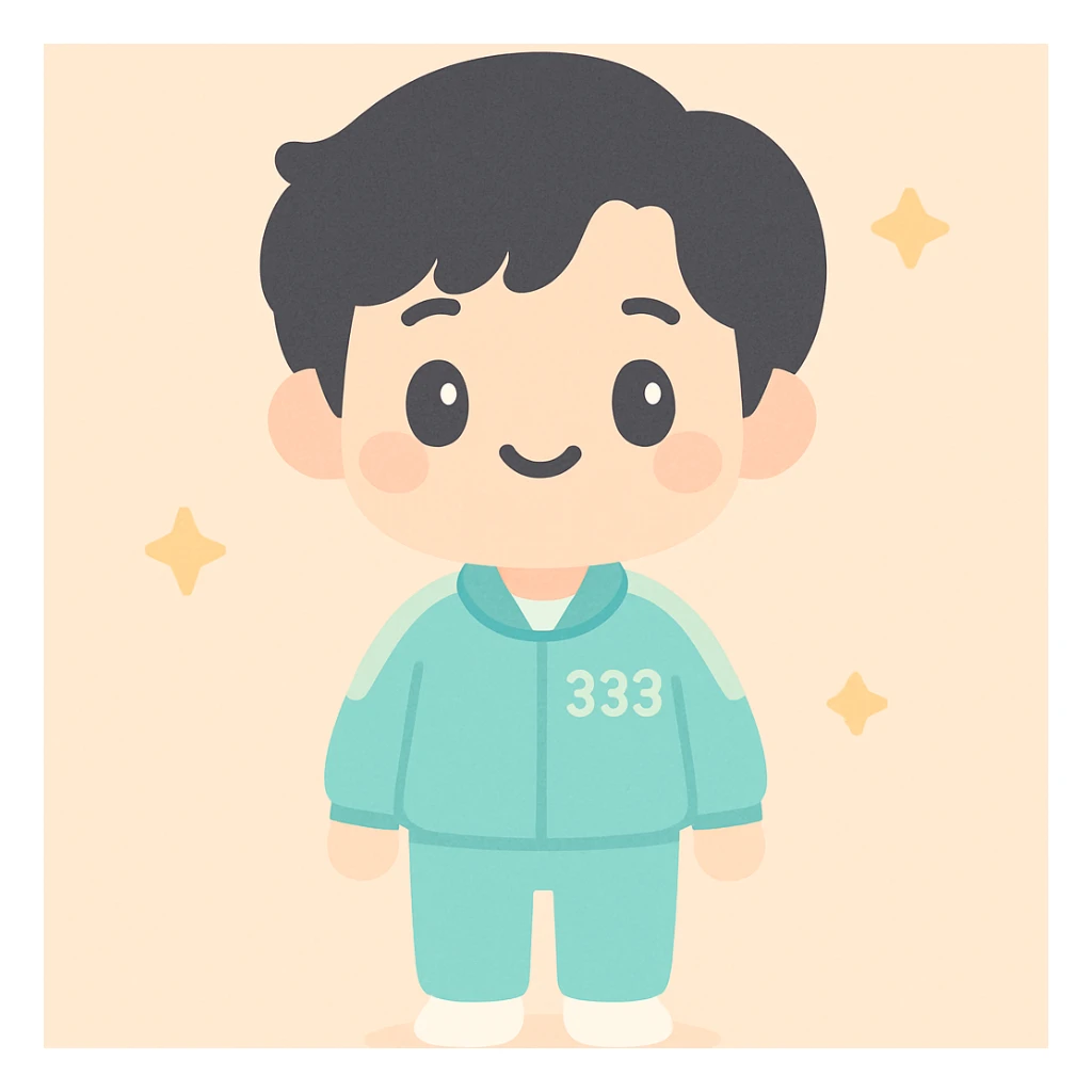 Player 333 From Squid Games full height, male, black hair sticker