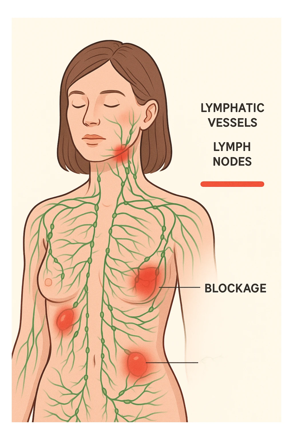 Donna con sistema linfatico bloccato sticker