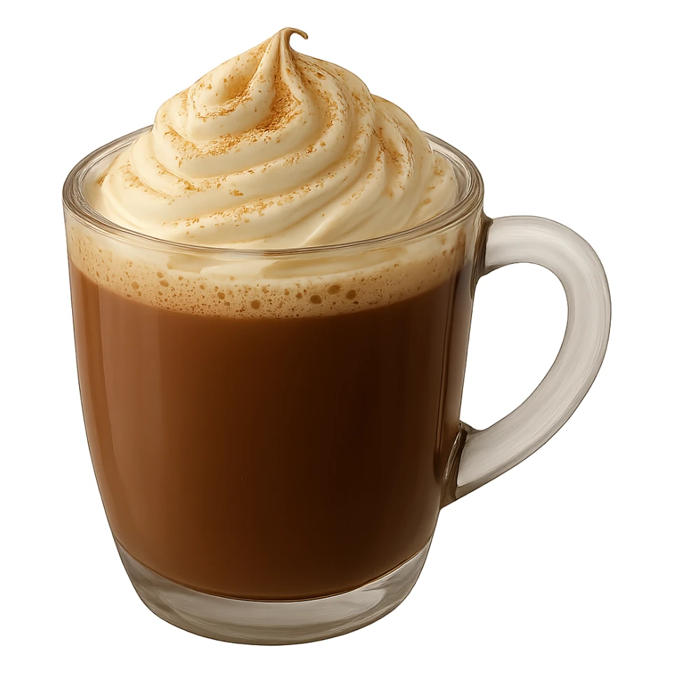 Remove any shadow from the image. Keep the cozy hot chocolate with whipped cream and cinnamon. Maintain transparent background. sticker