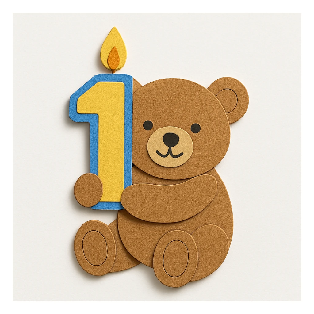 Refine the bear's tummy area to look more visually appealing and well-shaped, keeping the paper-craft style and all previous changes sticker