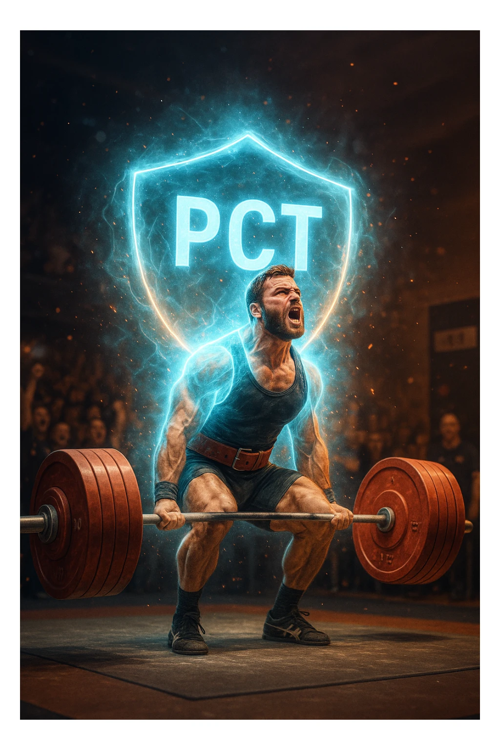 Powerlifter in gara che fa record grazie alla sua "PCT" sticker