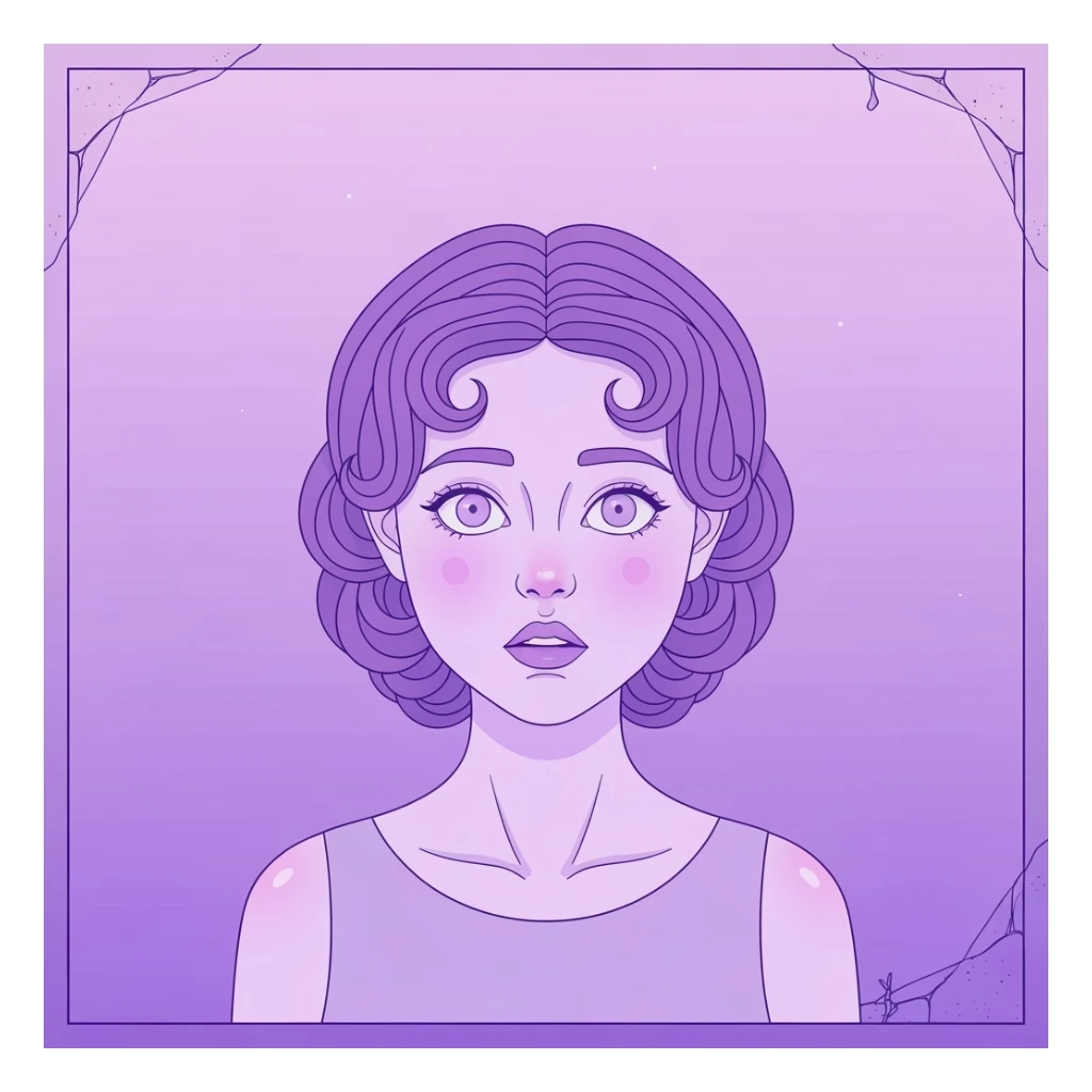 pastel horror profile picture, cute, expressive, minimal, purple color palette, variation 3 sticker