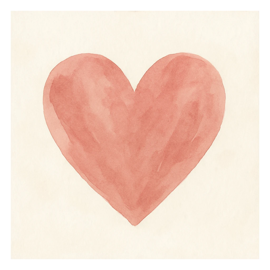 a heart with visible brushstrokes, gouache style sticker