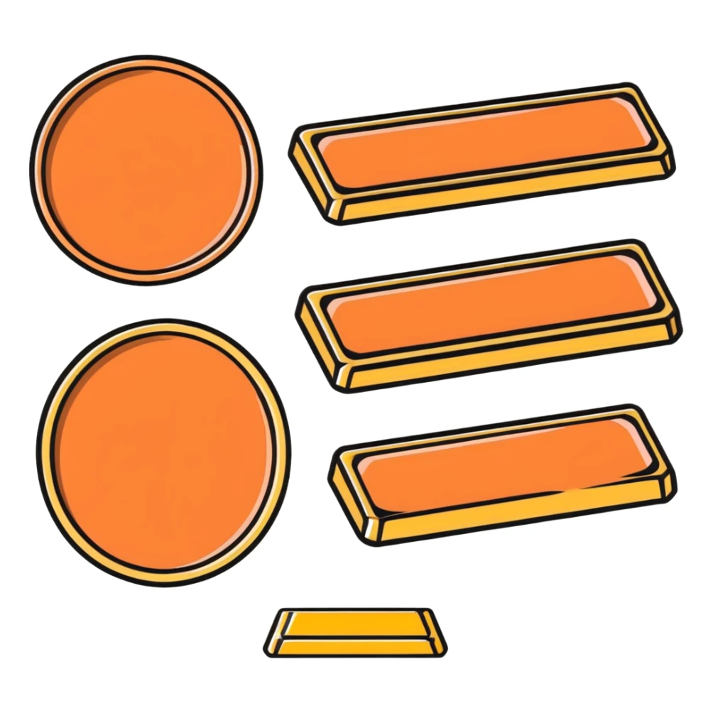 metallic ingot bar collection with copper, silver and gold sticker