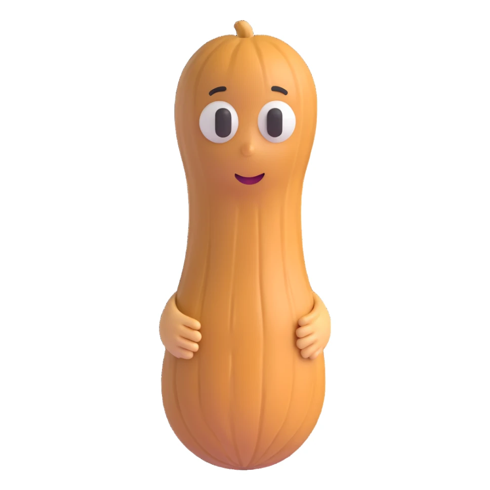 3D character of a cute peanut, no facial expression, with subtle texture sticker