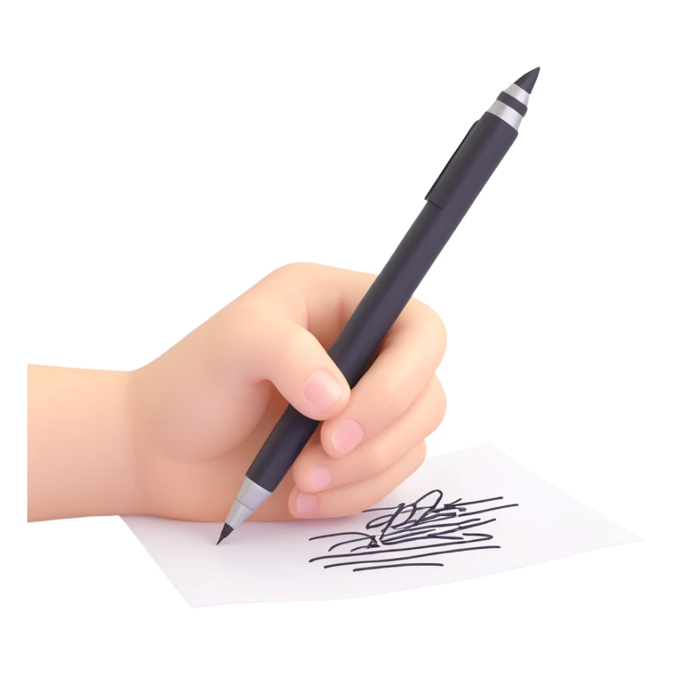 A hand holding a pen, aggressively scribbling on a piece of paper. The pen is clearly visible. The paper is filled with random black scribbles, so dense that most of it looks nearly black sticker
