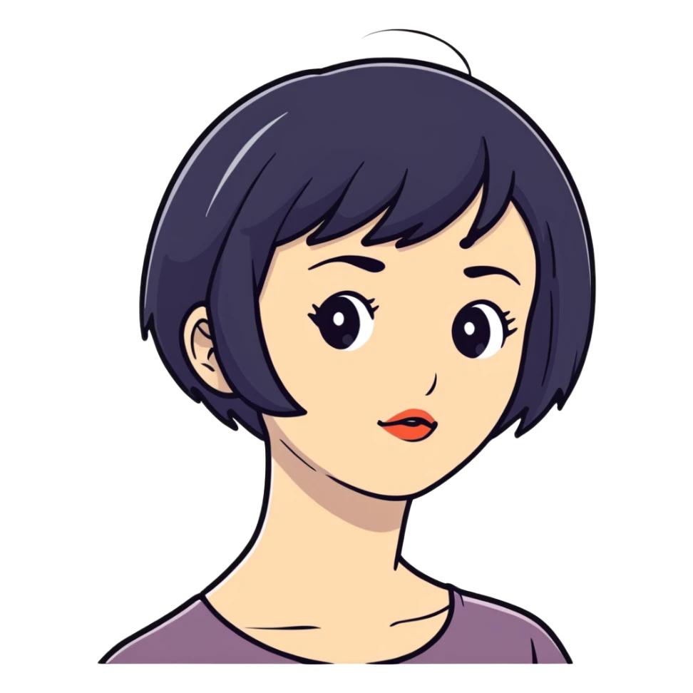 Mean lady with short black hair and tiny mouth  sticker