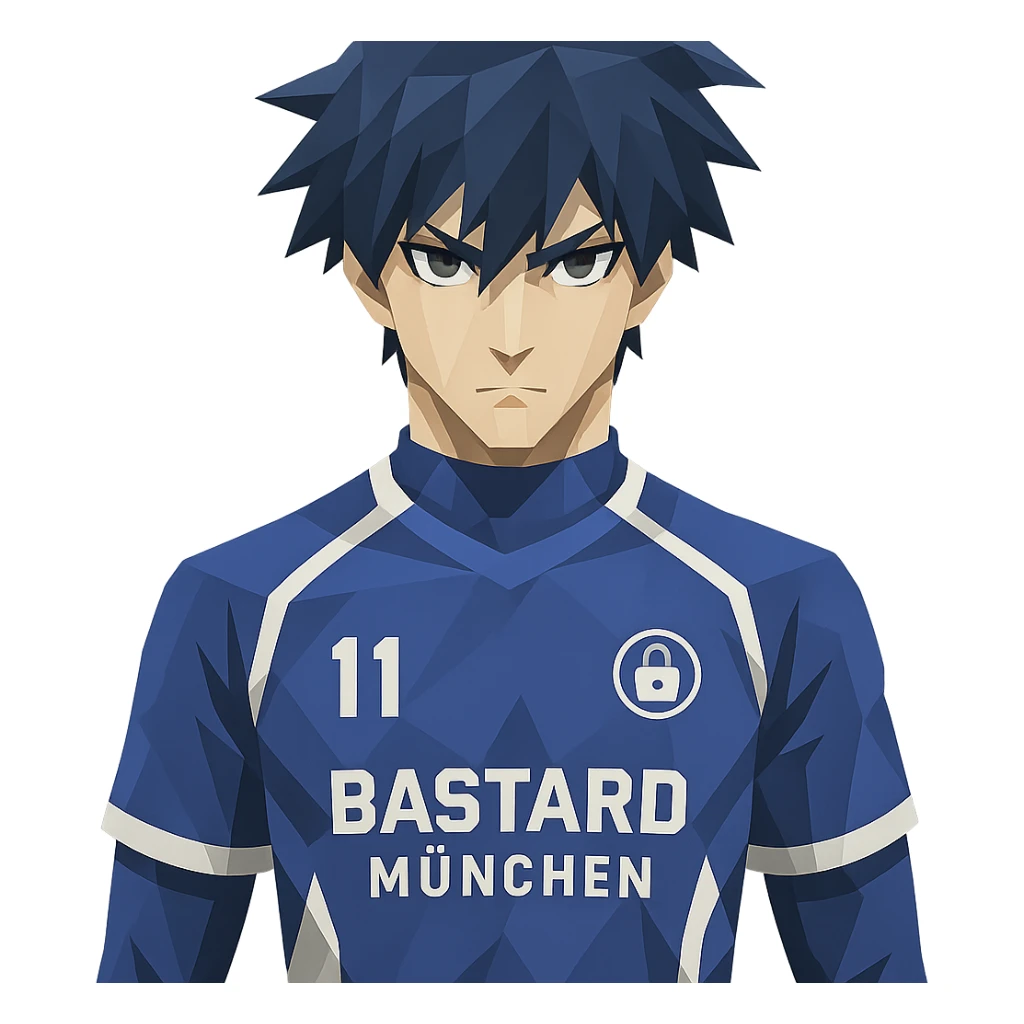 Bastard München player from Blue Lock anime in polygonal style sticker