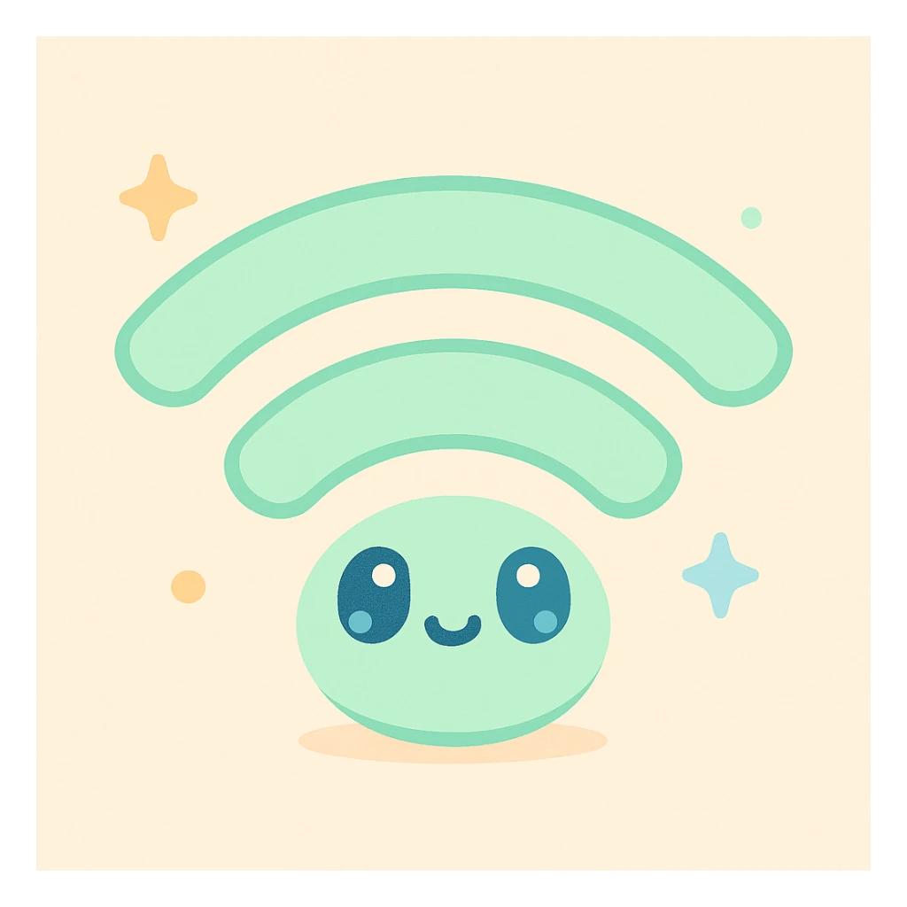 playful rounded friendly wifi symbol, cute and approachable style sticker