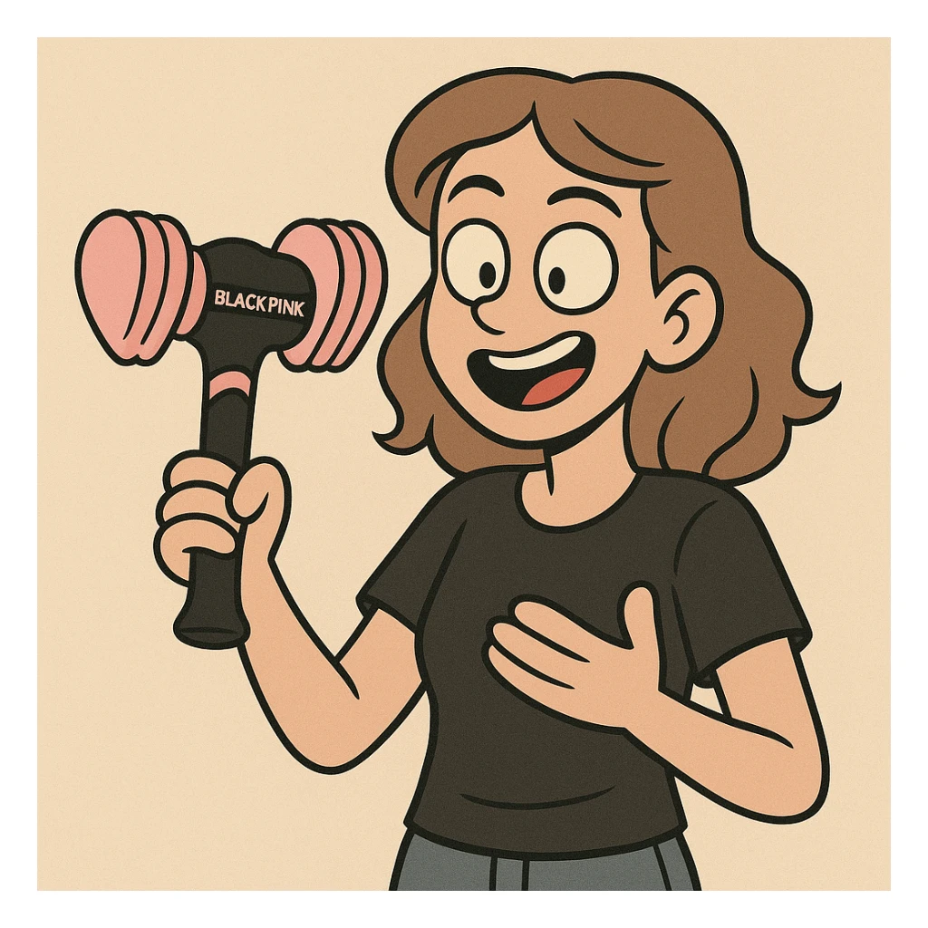 BLACKPINK-inspired object, black and pink colors, modern and playful cartoon look sticker