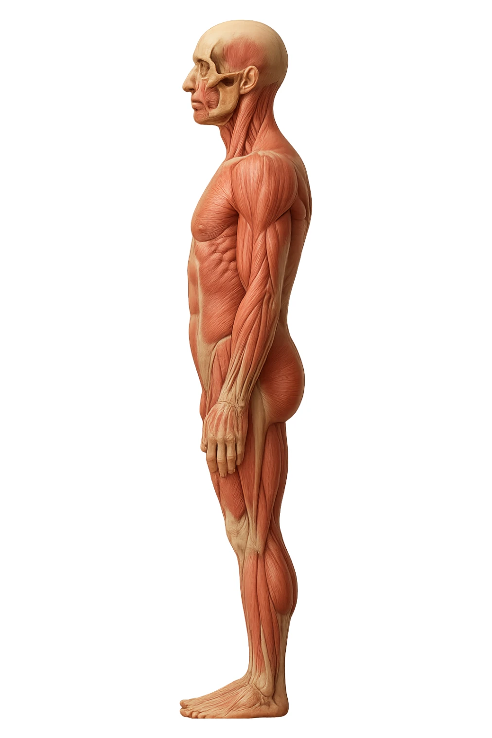 corpo umano anatomico di profilo realistico con schiena piatta, iperrealistico 4k sticker