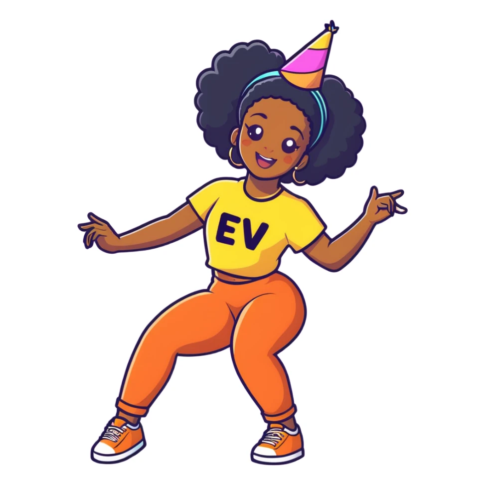 Black girl twerking celebrating birthday sticker
