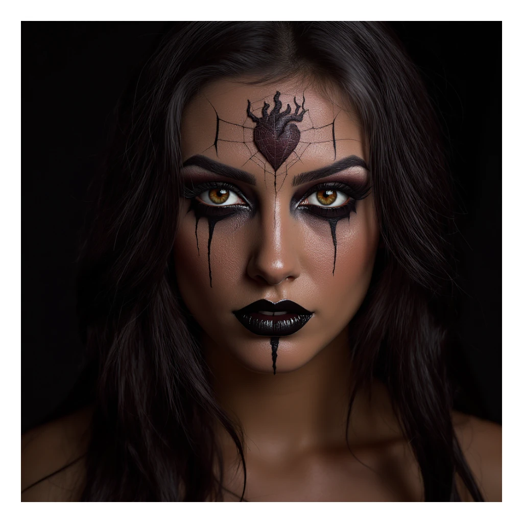 gothic heart with a spiderweb, professional photography style sticker