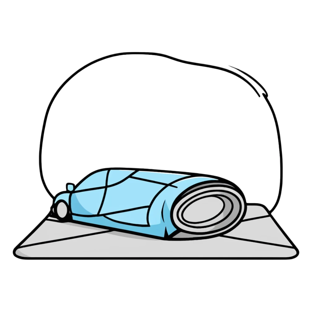 cartoon sticker style crash mat with bold outline sticker