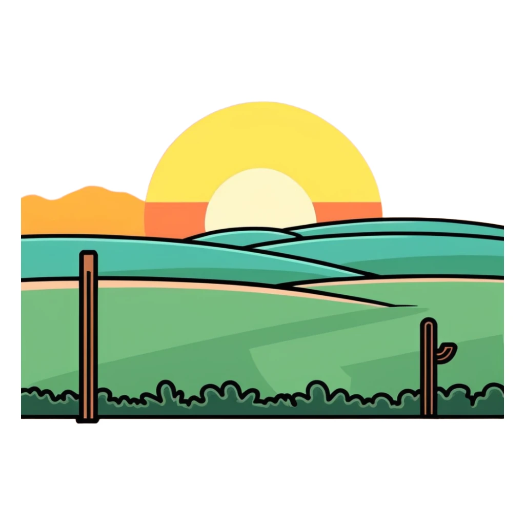 Sunrise in the morning on a clear day in Texas sticker