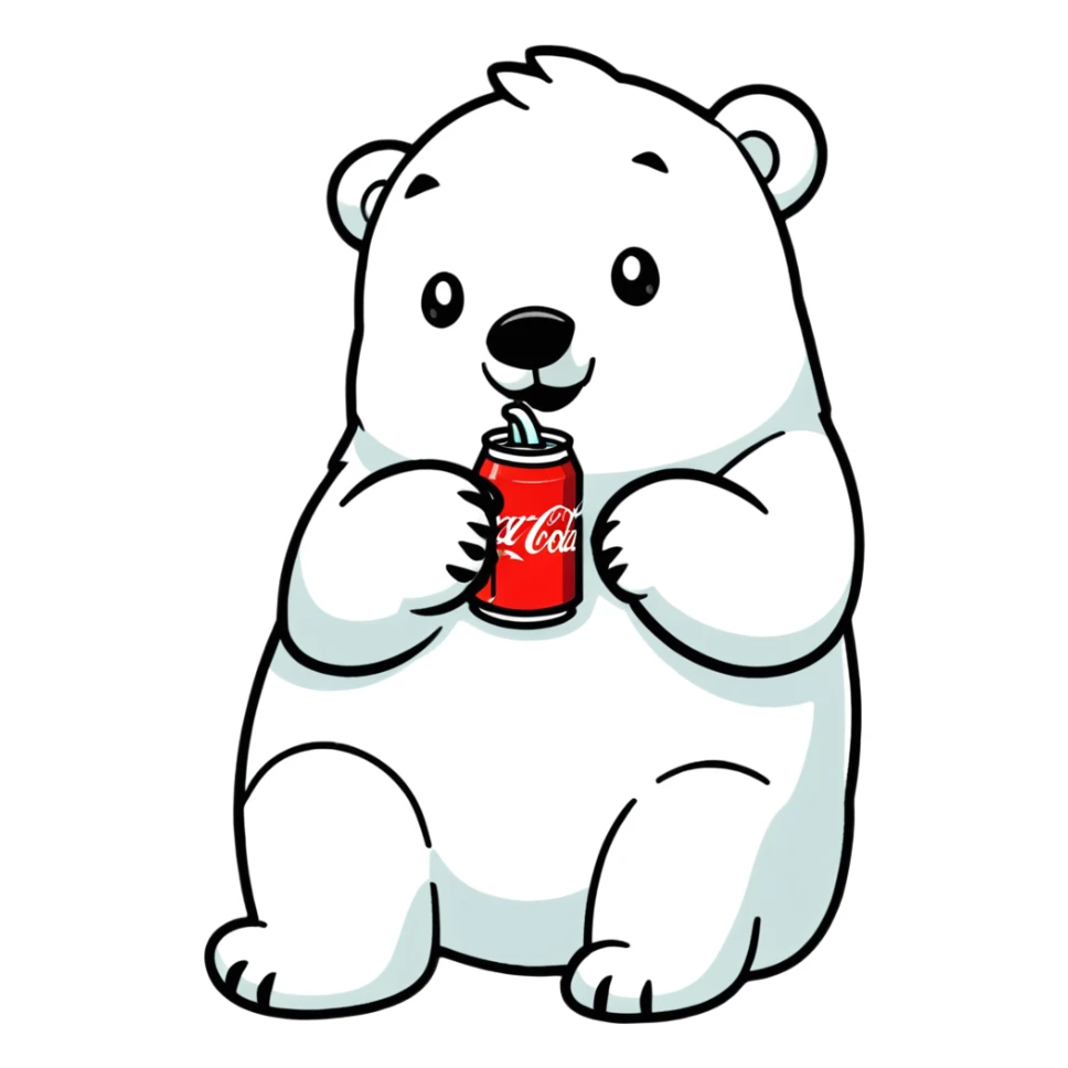 polar bear in a Hawaiian shirt drinking Coca Cola sticker