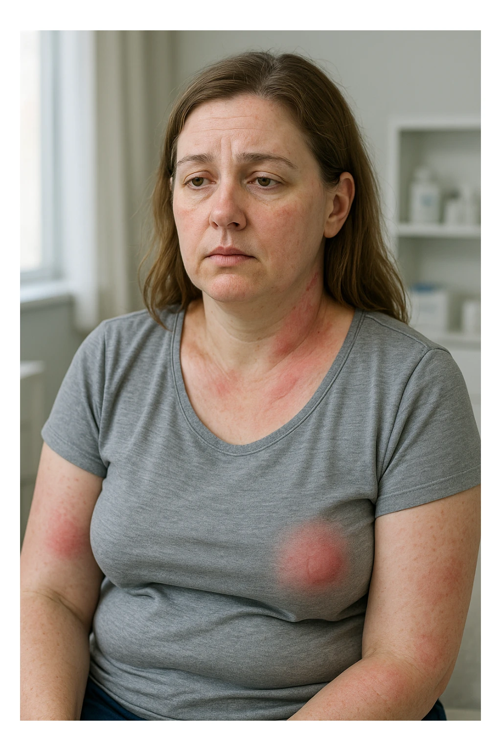 Donna con problemi cardiovascolari e linfatici a causa della sua PCOS, immagine realistica sticker