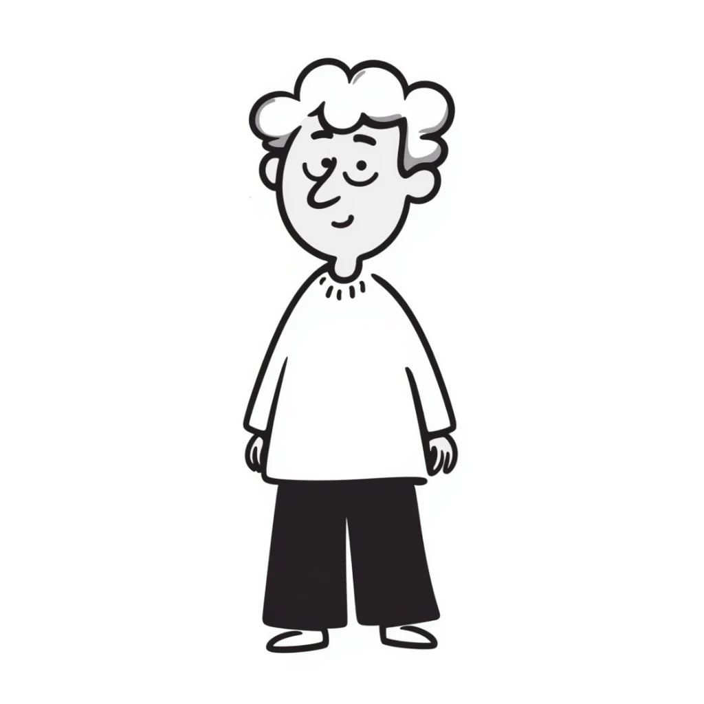 hand drawn doodle style old grandpa with simple lines sticker