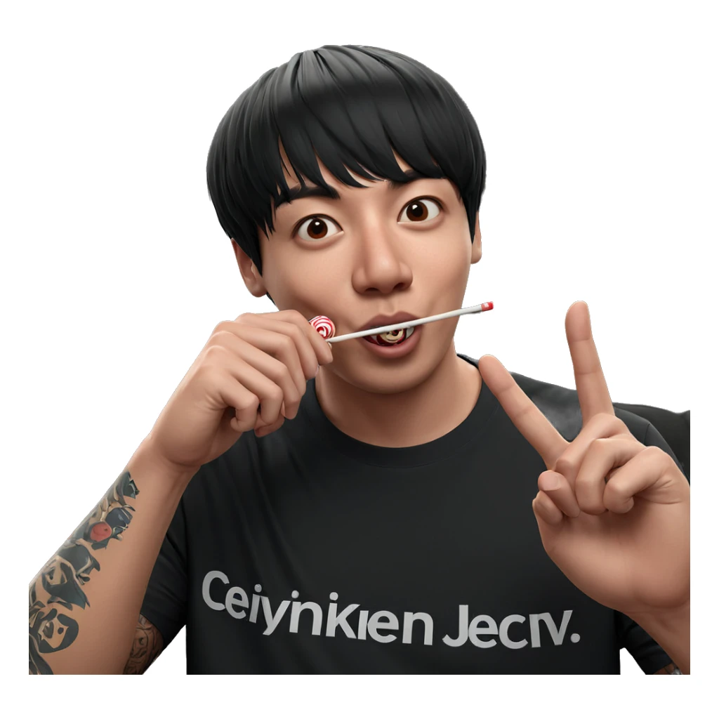 boy with lollipop and tattoos sticker