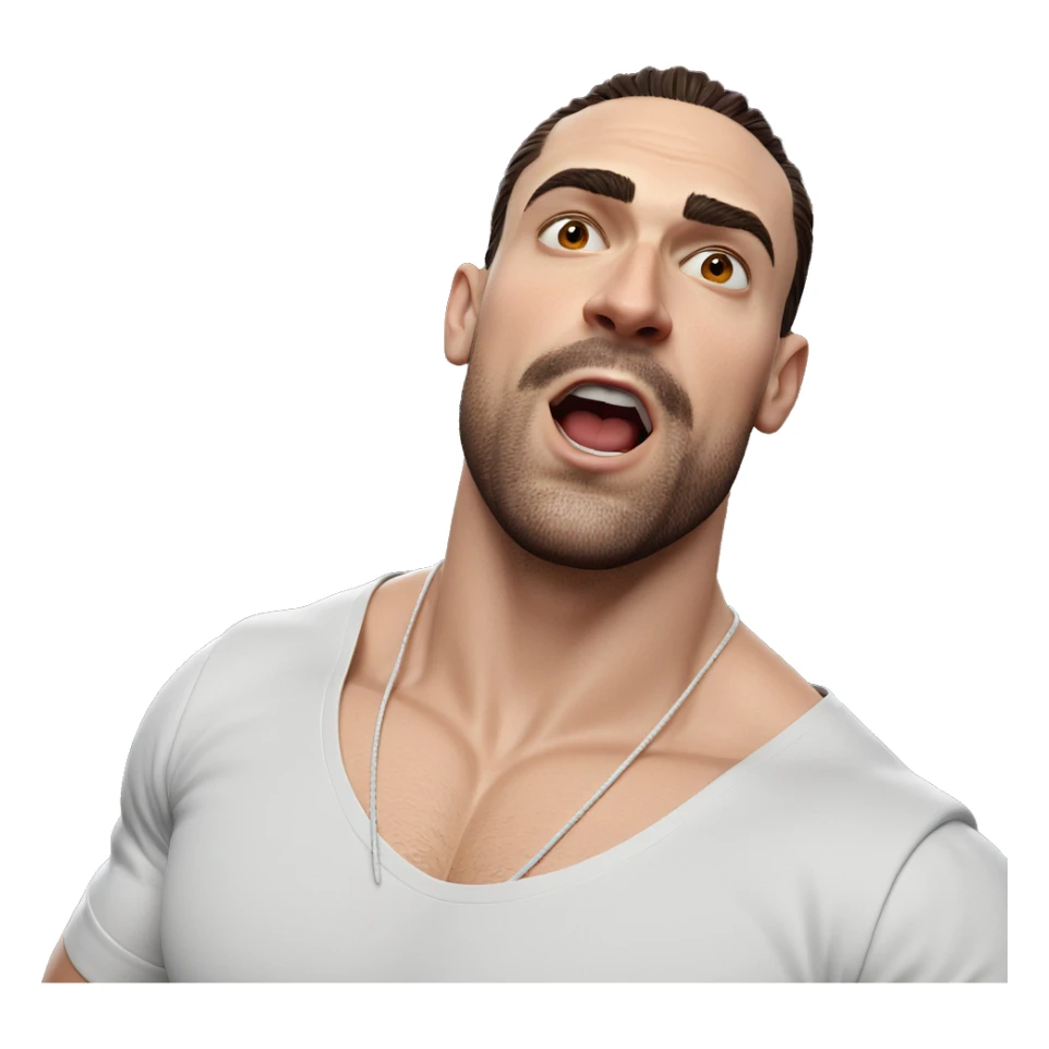 muscular male in white shirt sticker