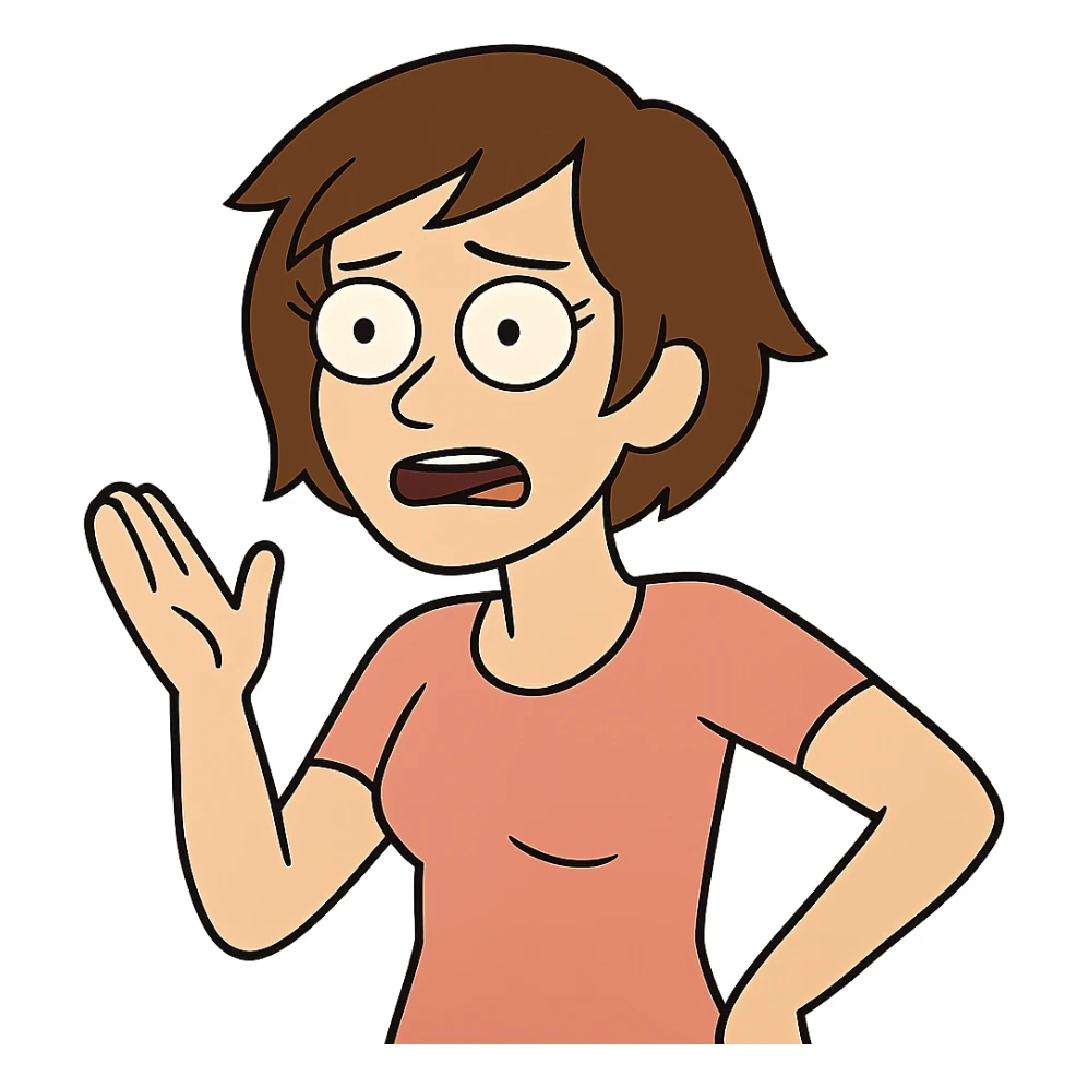 woman with short brown hair in flat toon style sticker