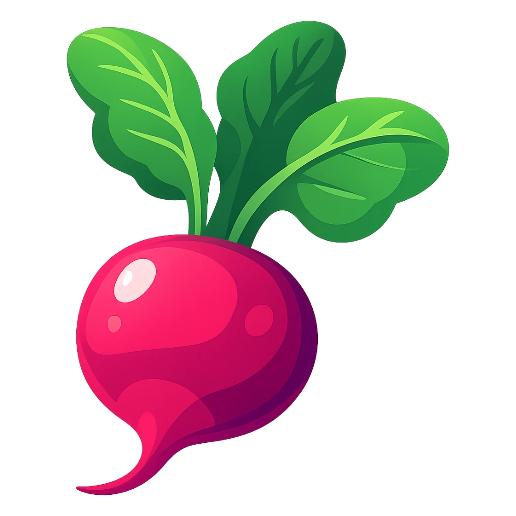 Make the background fully transparent while preserving the style and details of the radish. sticker