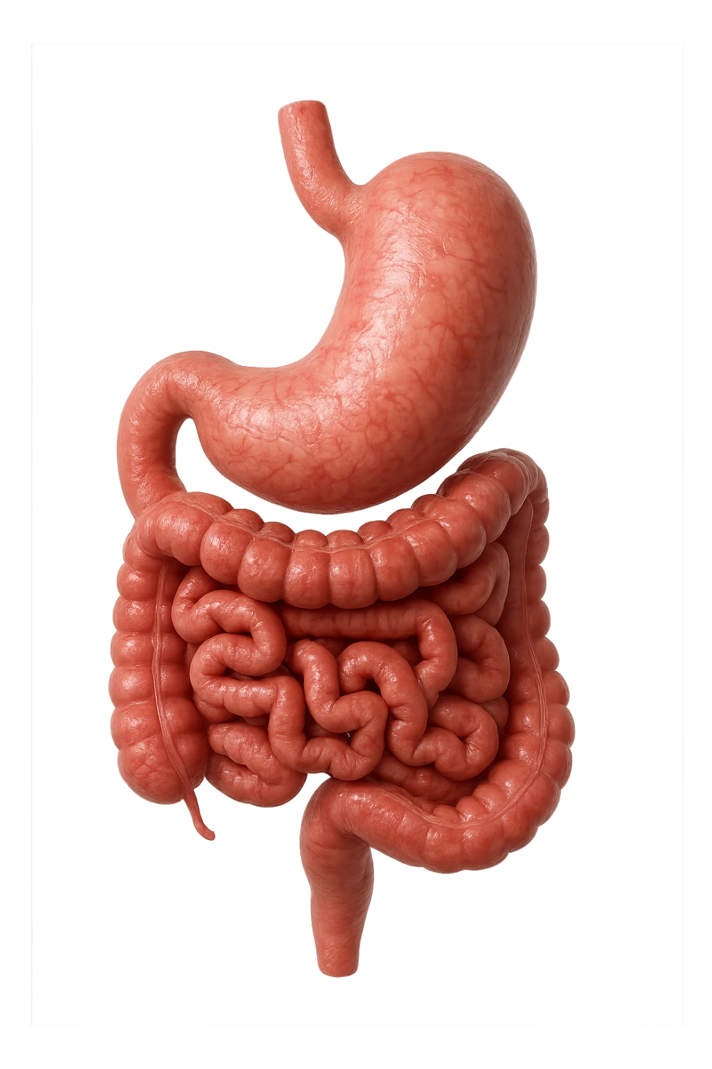 intestino e stomaco sono collegati, iperrealistico 4k, non disegnato sticker