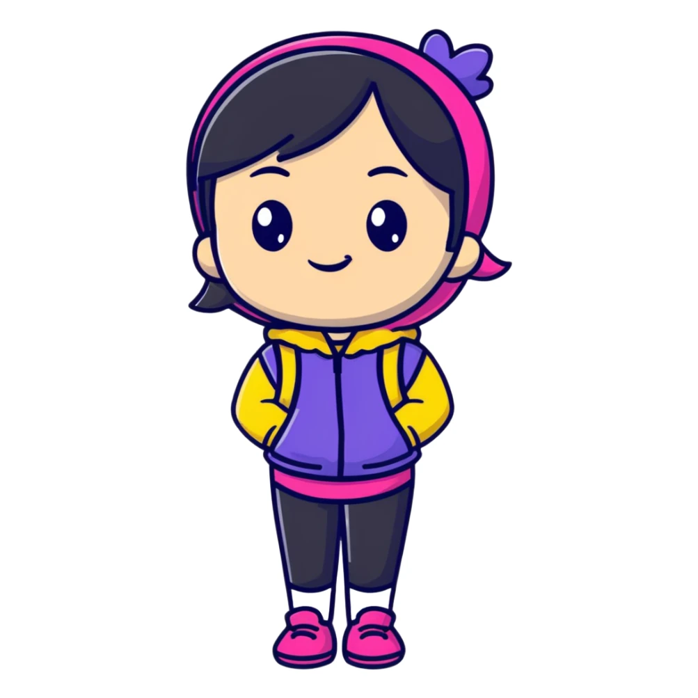 A friendly female character named Elma with colorful outfit sticker