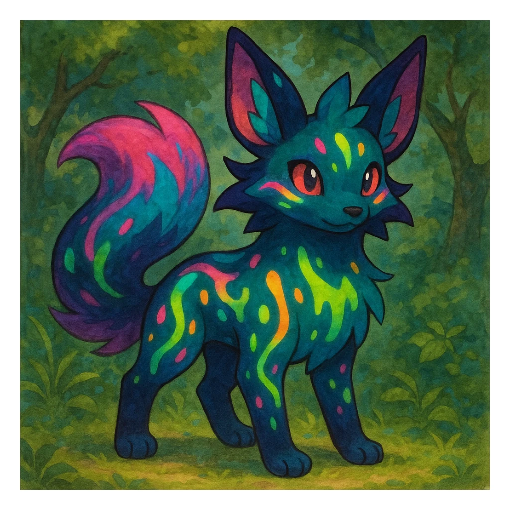 Neon Fantasy Furry-Fakémon-Creature with splash markings (full body) sticker