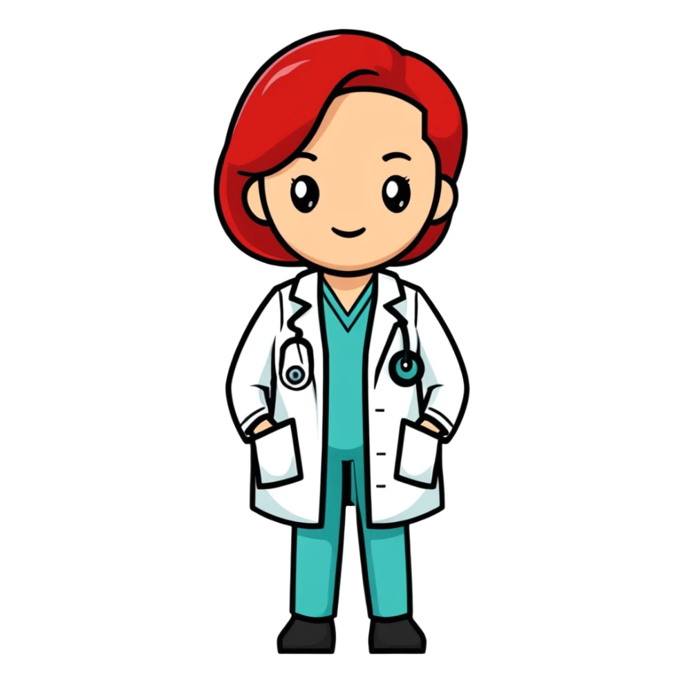 female doctor with red hair sticker