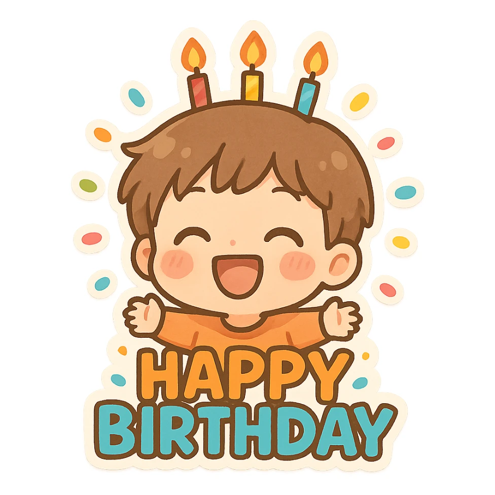 happy birthday, candles, joyful, bright colors sticker