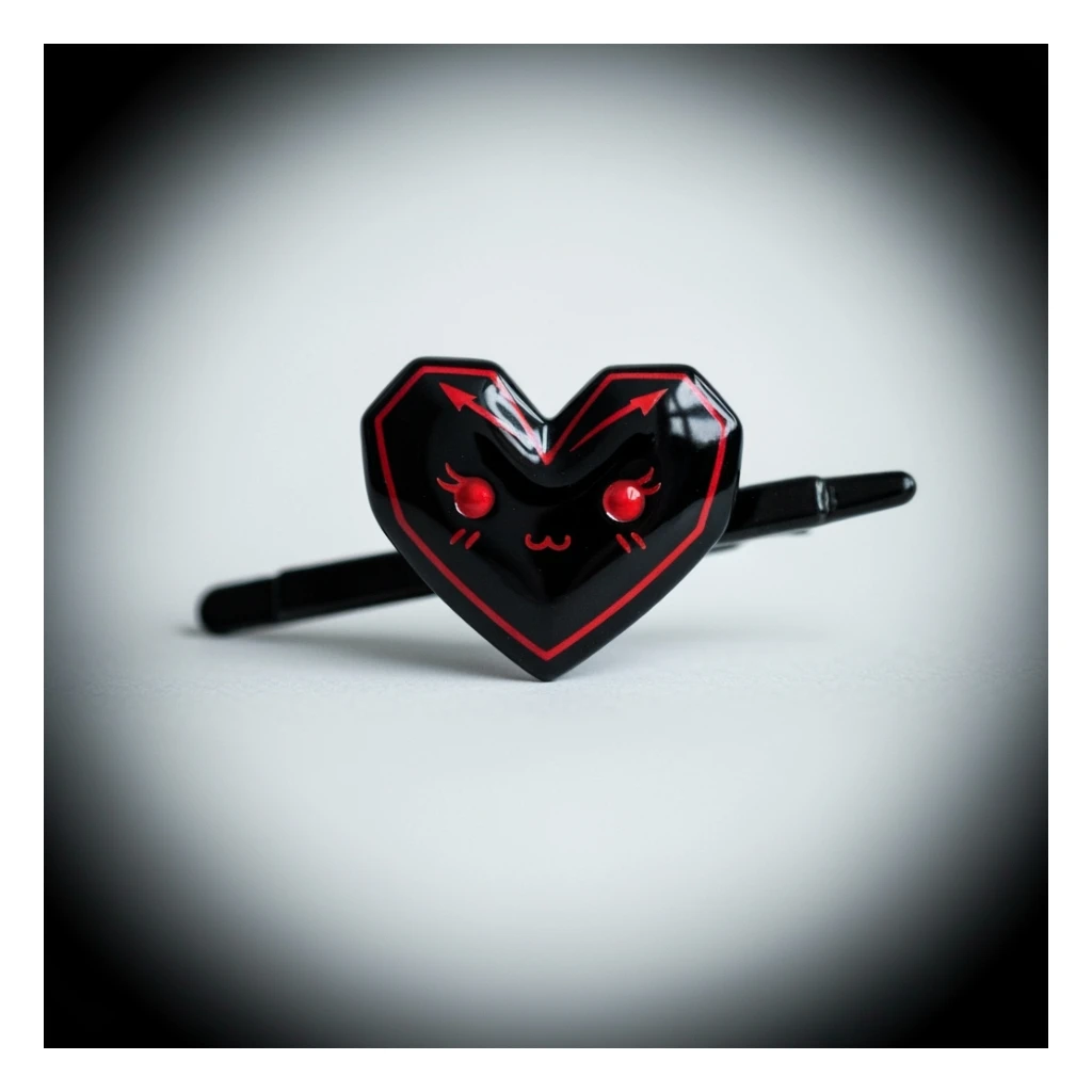 goth heart hairpin, cute, expressive, minimal sticker