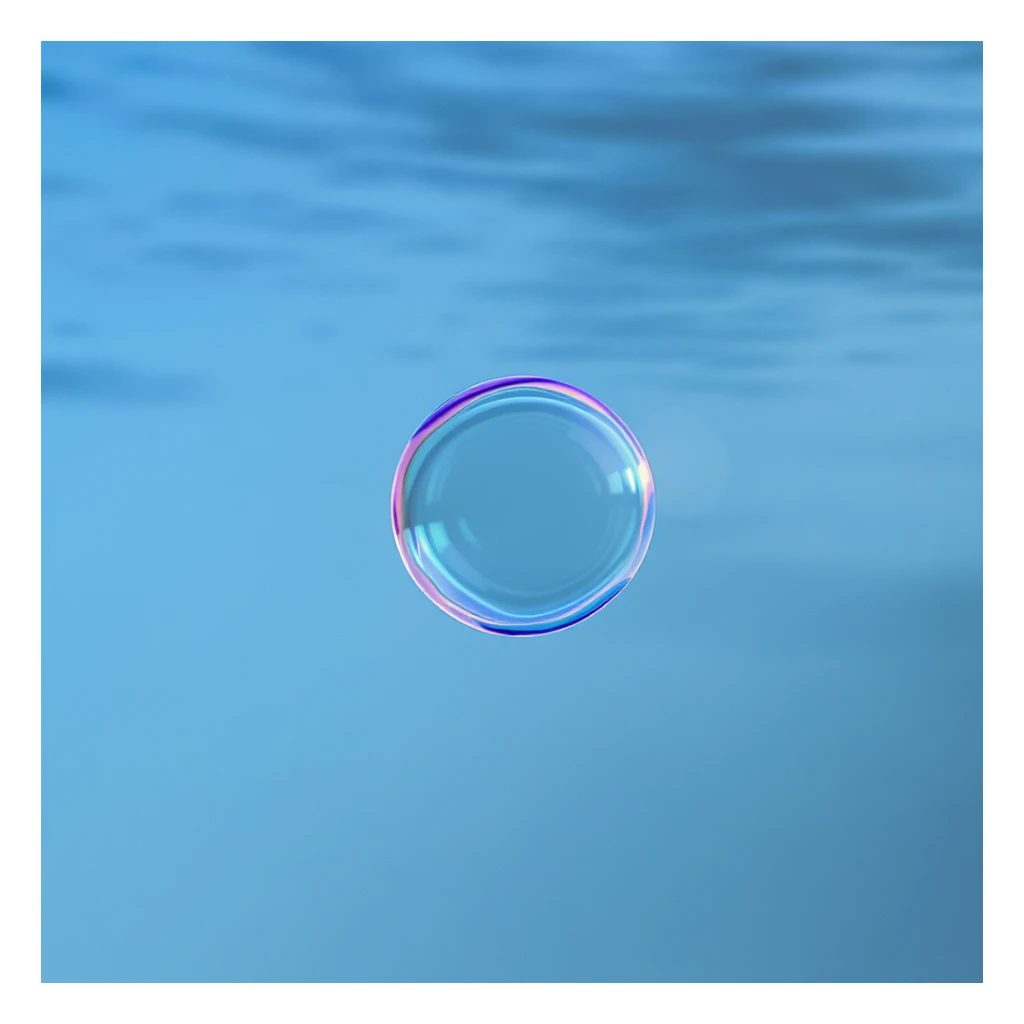 a single blue bubble, realistic style, highly detailed, photorealistic sticker