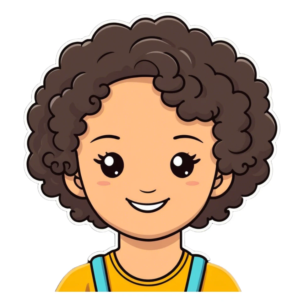 Cute girl with curly hair sticker