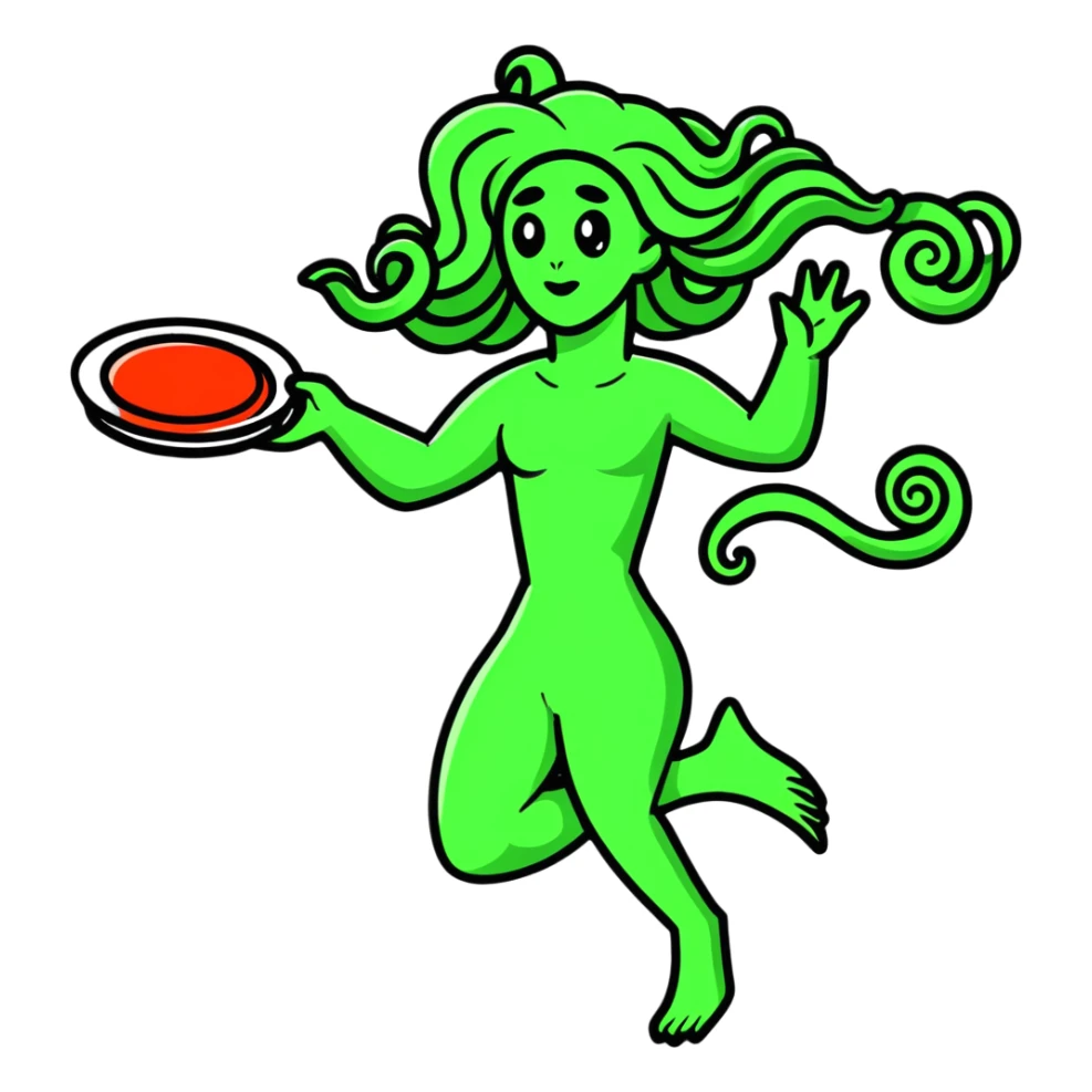 medusa throwing a frisbee to someone sticker