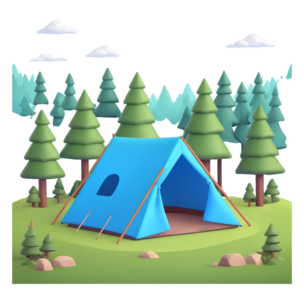 cozy tent in Scandinavian Lapland forest with pine trees sticker