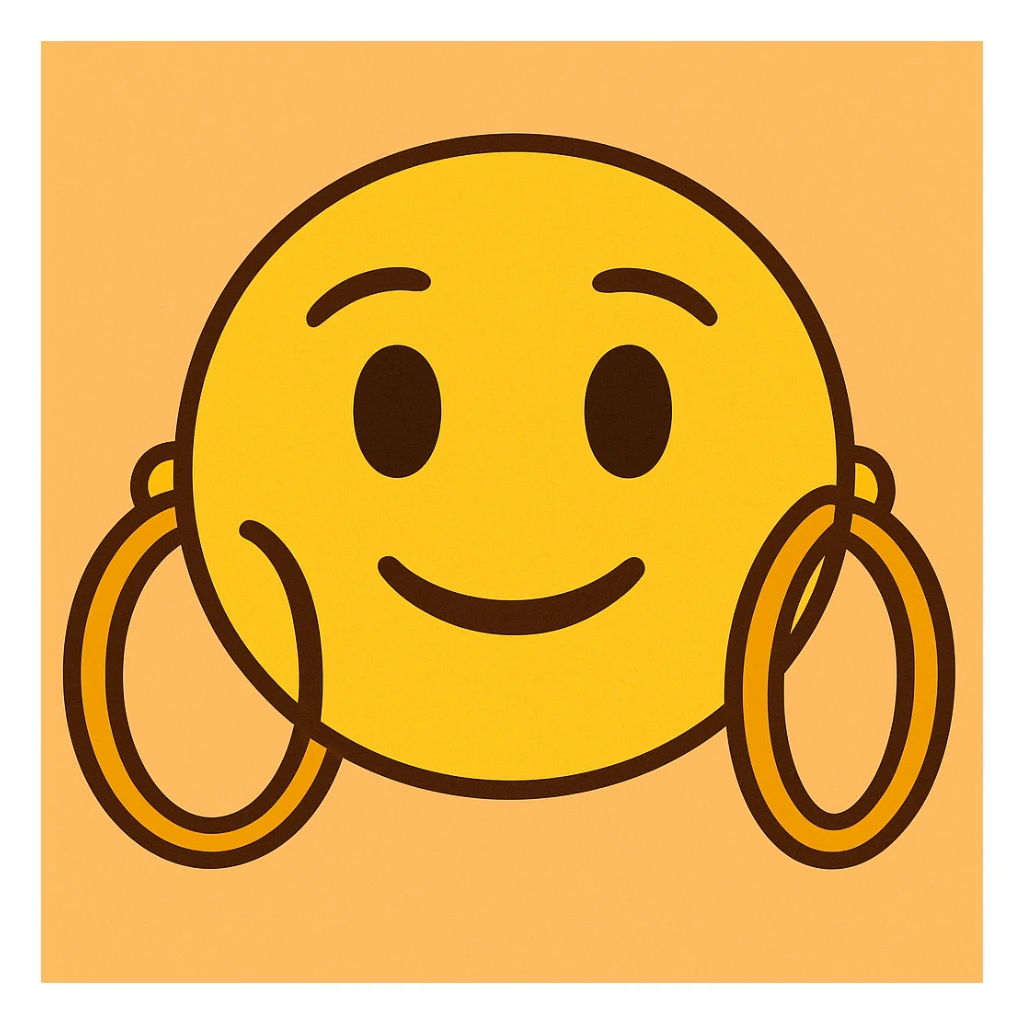 yellow face emoji with oversized hoop earrings sticker