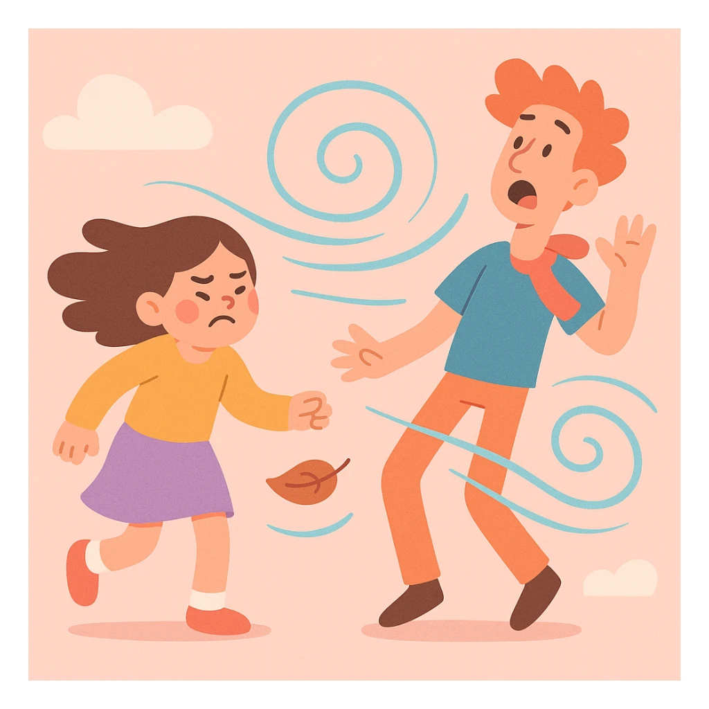 wind stylized as a swirling breeze in a soft pastel cartoon style sticker