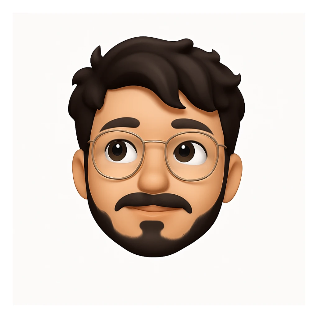 Create a front-facing 3D emoji-style head of a handsome man based on the reference photo. Keep facial features recognizable but stylized like a modern emoji: smooth, clean, expressive. Eyes looking slightly upward, as if thinking or imagining. Only the head, no body. Use soft 3D shading and a white background. No text. sticker