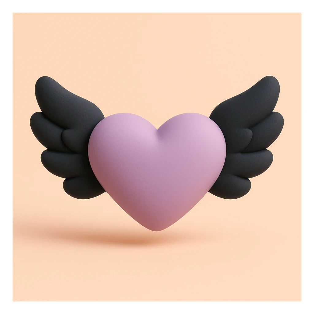 gothic heart with black feathers, mochi style sticker