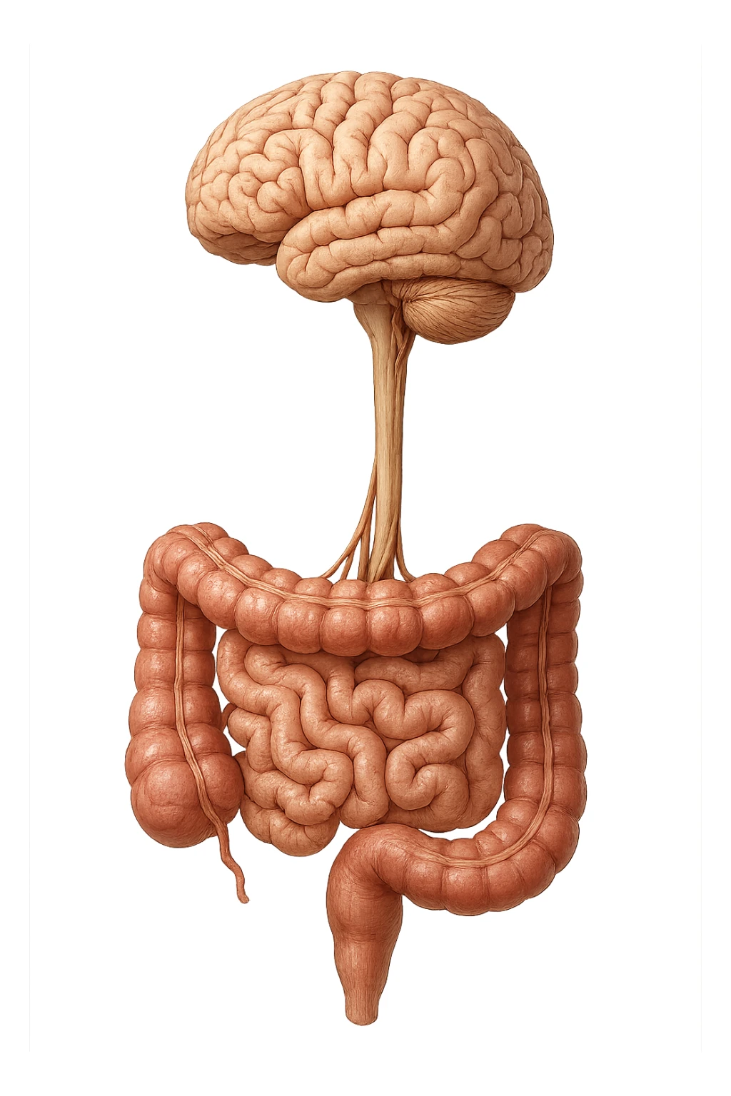 intestino e cervello sono collegati verticalmente, iperrealistico 4k sticker