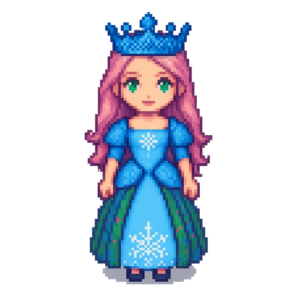 Add a crown to the princess, keep the style consistent with the original image, and maintain a transparent background. sticker