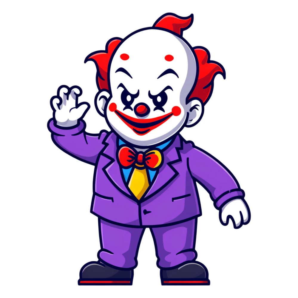 demonic clown wearing a leisure suit sticker