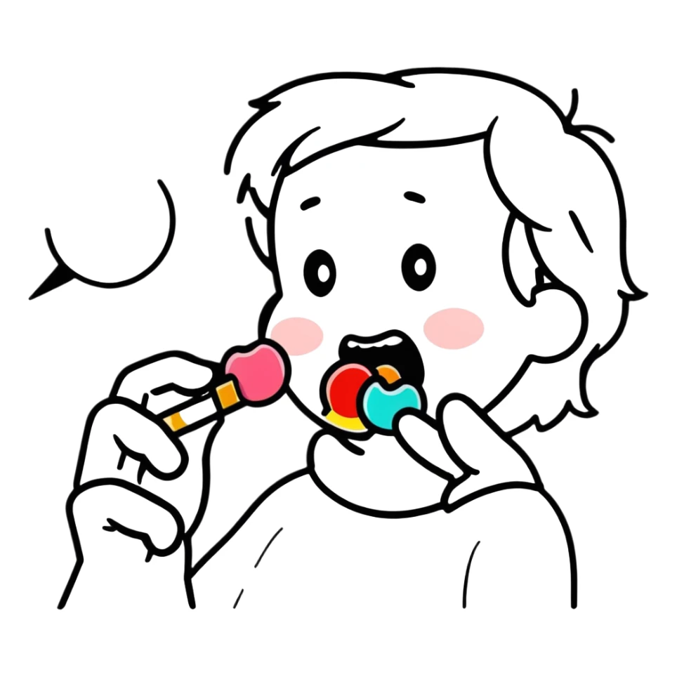 Opening your mouth to eat candy from someone’s hands sticker