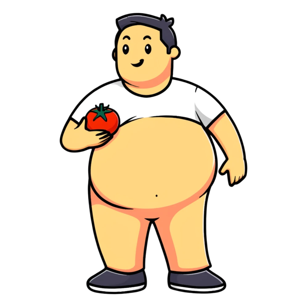 pregnant man with tomato belly sticker