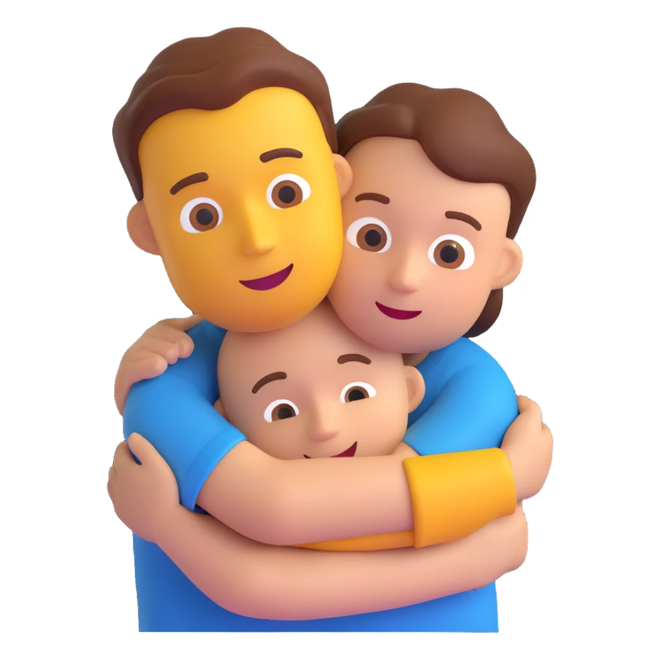 a person hugging someone named George, 3D emoji style sticker